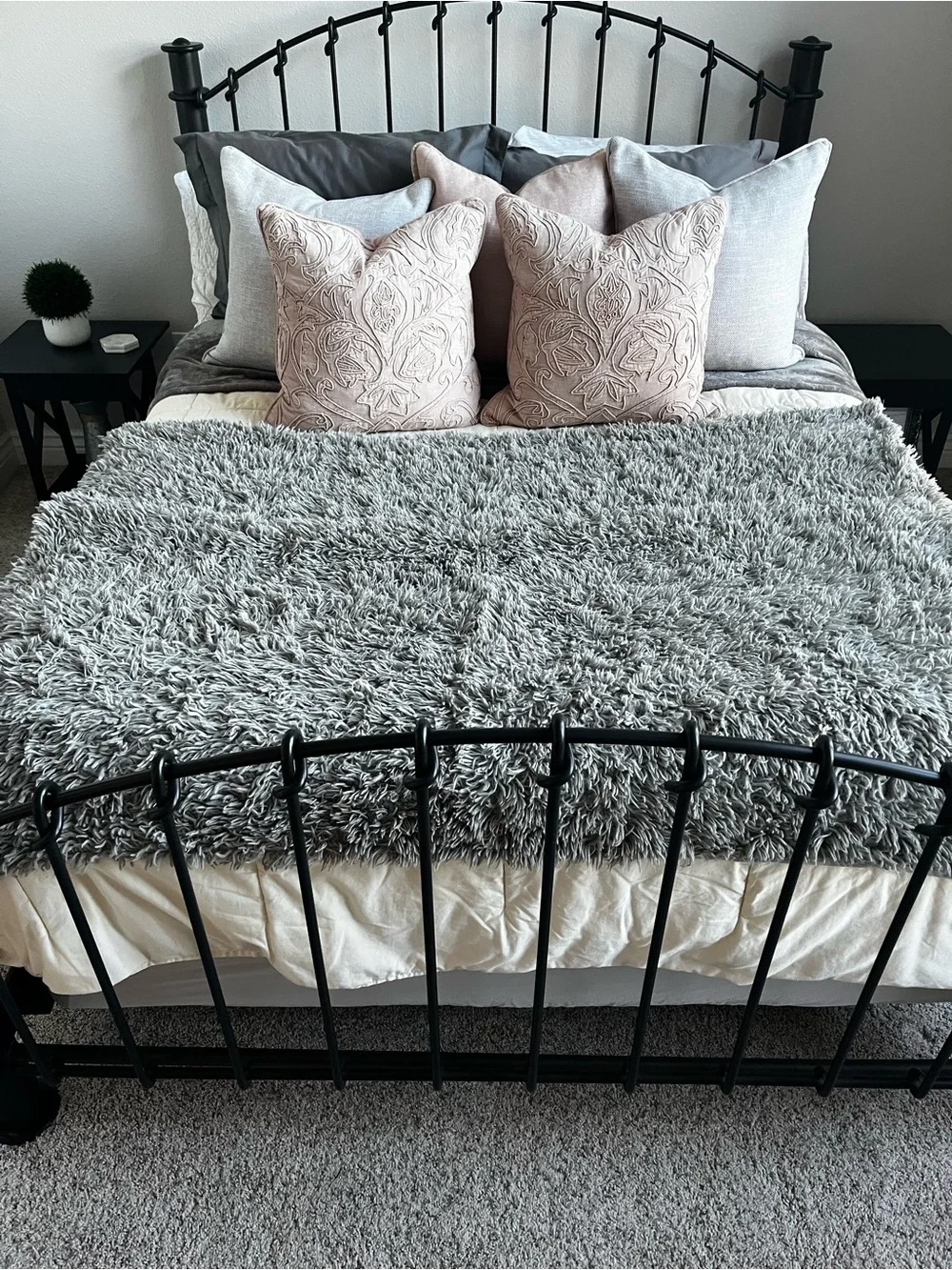 Gray Shag Throw Blanket - Plush Home Bedding
